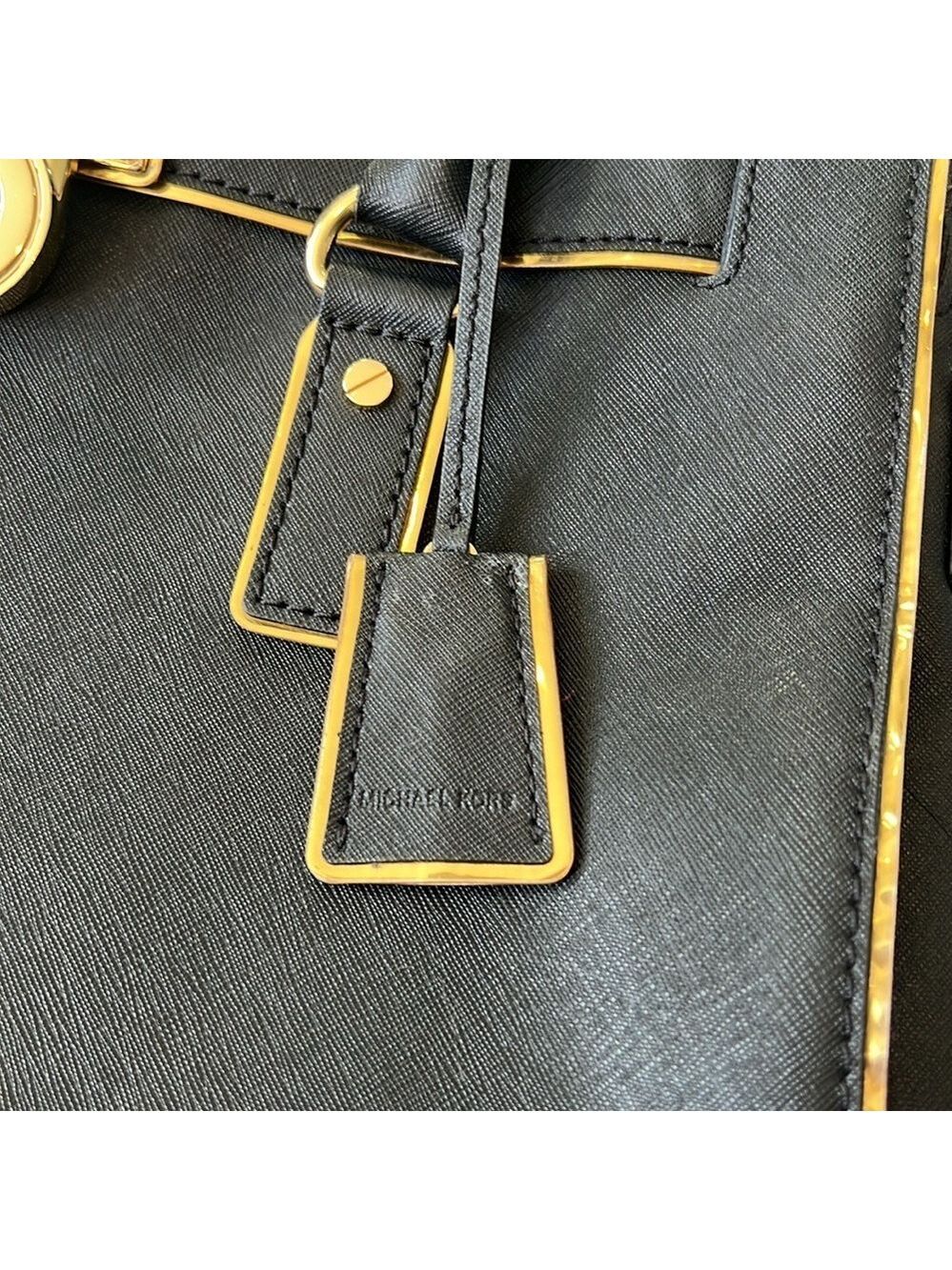 Michael Kors Black Leather Hamilton satchel Handbag with chain strap - Picture 4 of 12